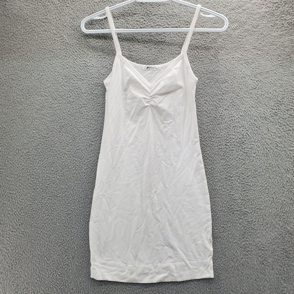 LA Made Cami Tank Top V Neck Mini Dress White Stretch